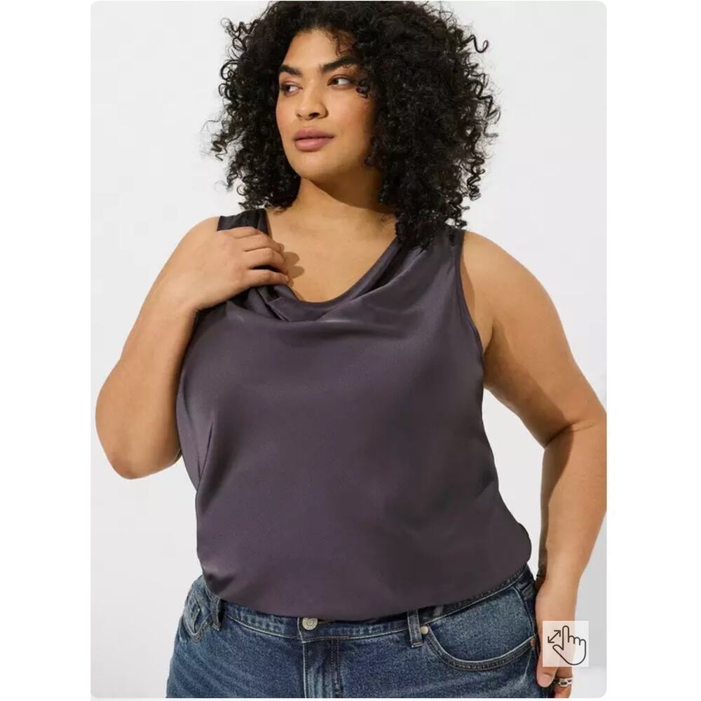 Torrid Gray Satin Cowl Neck Tank Size 4X, NWT